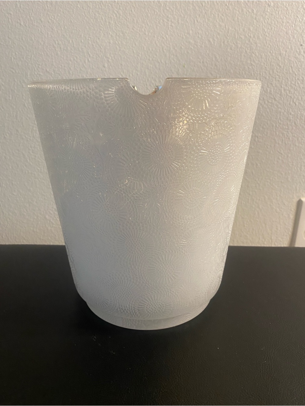 Anthropologie Frosted White Patterned Very Large Glass Vase
